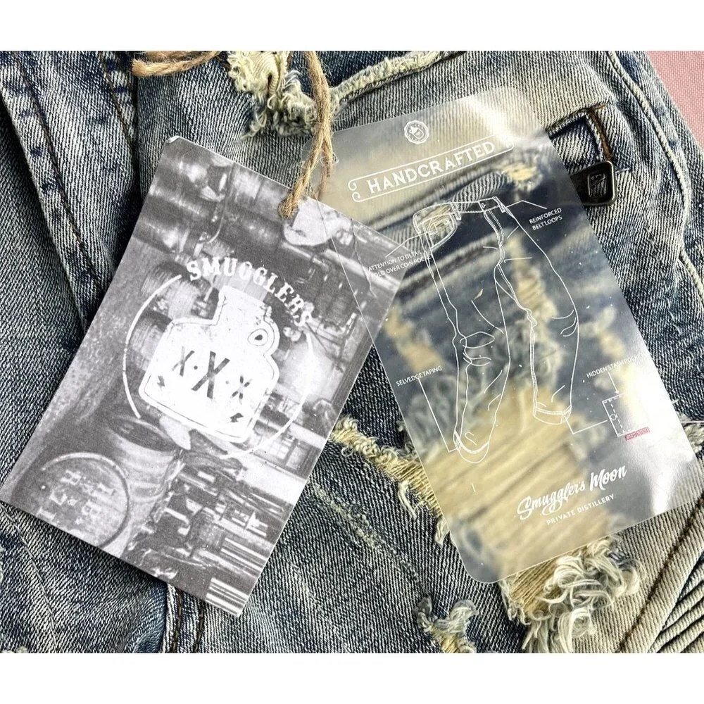 Smuggler's Moon Mens Sz 28 Biker Moto Distressed Ripped Light Wash‎ Jean Shorts